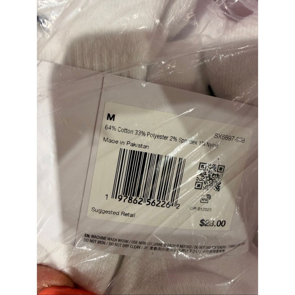 #44. Nike White/Color Swoosh 6Pk Everyday Plus Cushion Crew Socks NWT - Picture 5 of 5